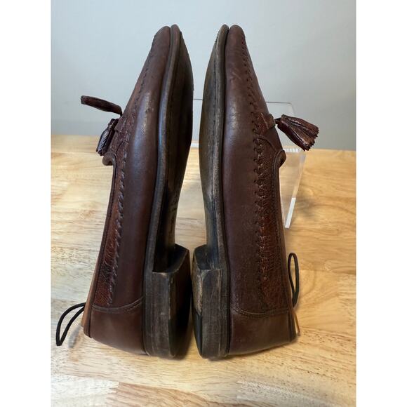 Zelli Made in Italy Brown Leather Slip On Loafers w Tassels Size 8.5 M JL